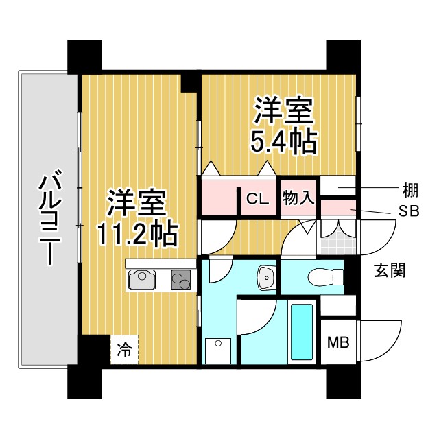 神戸市中央区野崎通(阪急神戸線春日野道)のマンション賃貸物件 間取画像