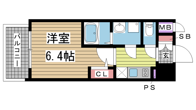 神戸市兵庫区駅南通(JR山陽本線兵庫)のマンション賃貸物件 間取画像