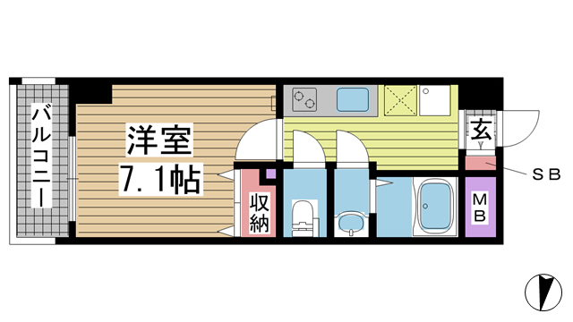 神戸市中央区八雲通(JR東海道本線(近畿)三ノ宮)のマンション賃貸物件 間取画像