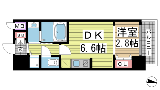 神戸市中央区海岸通(JR東海道本線(近畿)元町)のマンション賃貸物件 間取画像
