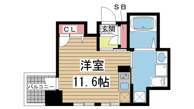 神戸市中央区御幸通(JR東海道本線(近畿)三ノ宮)のマンション賃貸物件 間取画像
