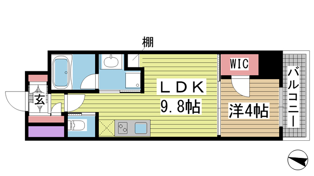 神戸市中央区中山手通(JR東海道本線(近畿)三ノ宮)のマンション賃貸物件 間取画像