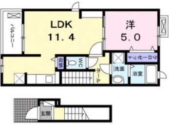 神戸市北区山田町小部(神戸電鉄有馬線北鈴蘭台)のアパート賃貸物件 間取画像