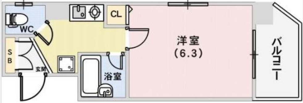 神戸市中央区二宮町(JR東海道本線(近畿)三ノ宮)のマンション賃貸物件 間取画像