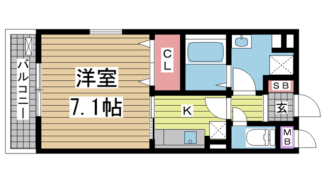 神戸市長田区久保町(JR山陽本線新長田)のアパート賃貸物件 間取画像