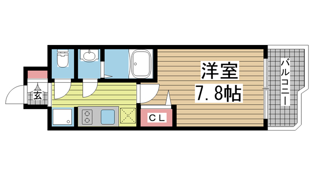 神戸市中央区中町通(JR東海道本線(近畿)神戸)のマンション賃貸物件 間取画像