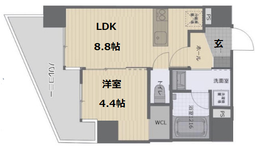 神戸市中央区下山手通(JR東海道本線(近畿)元町)のマンション賃貸物件 間取画像