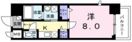 神戸市中央区御幸通(JR東海道本線(近畿)三ノ宮)のマンション賃貸物件 間取画像
