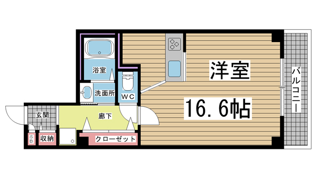 神戸市中央区多聞通(JR東海道本線(近畿)神戸)のマンション賃貸物件 間取画像