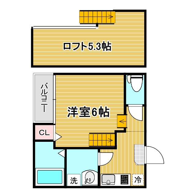 神戸市兵庫区神田町(神戸市営地下鉄線大倉山)のアパート賃貸物件 間取画像