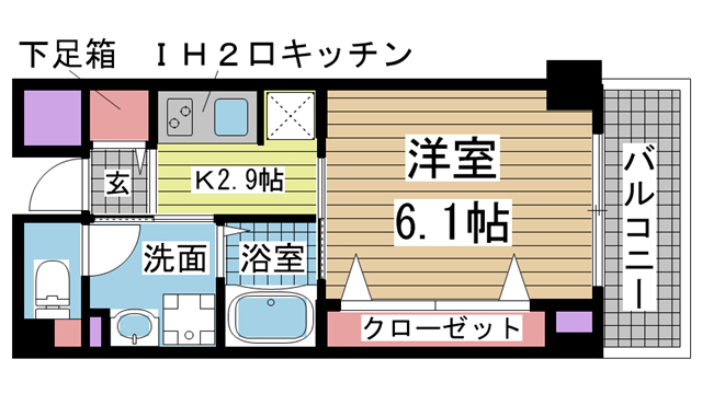 神戸市中央区山本通(JR東海道本線(近畿)元町)のマンション賃貸物件 間取画像