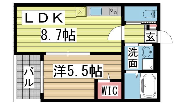 神戸市長田区海運町(JR山陽本線鷹取)のアパート賃貸物件 間取画像