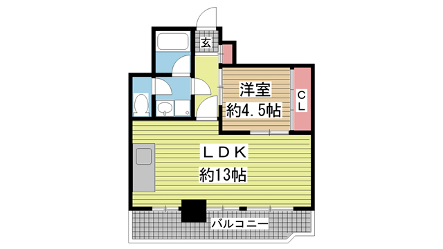 神戸市中央区二宮町(JR東海道本線(近畿)三ノ宮)のマンション賃貸物件 間取画像