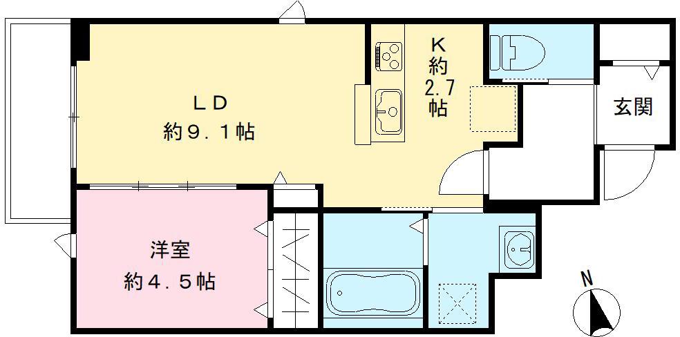 西宮市豊楽町(阪急甲陽線苦楽園口)のアパート賃貸物件 間取画像