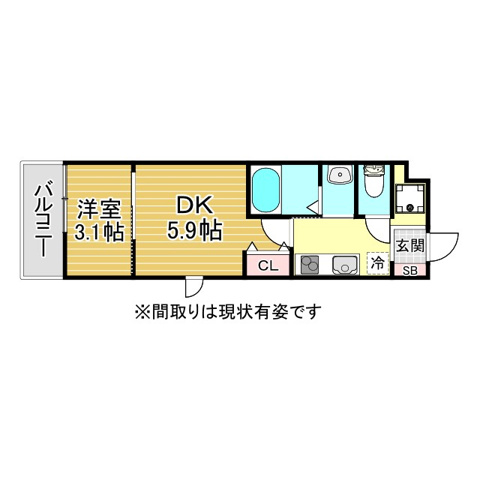神戸市東灘区青木(阪神本線青木)のマンション賃貸物件 間取画像