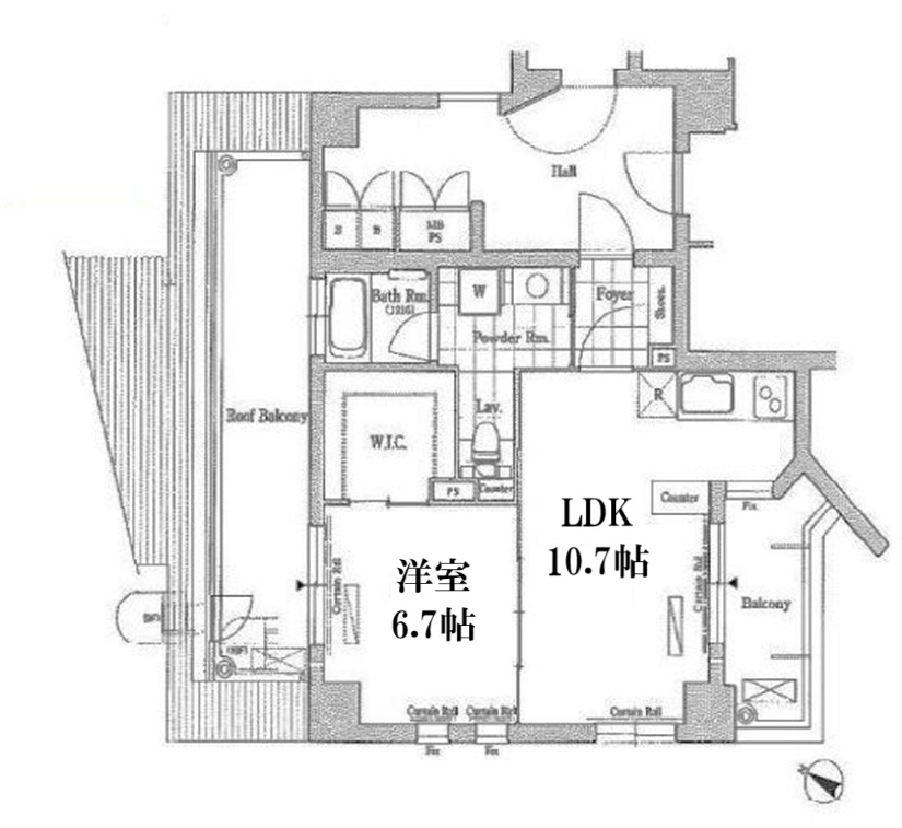 神戸市中央区御幸通(JR東海道本線(近畿)三ノ宮)のマンション賃貸物件 間取画像