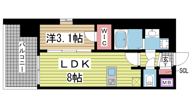 神戸市灘区水道筋(JR東海道本線(近畿)摩耶)のマンション賃貸物件 間取画像