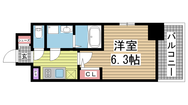 神戸市中央区橘通(JR東海道本線(近畿)神戸)のマンション賃貸物件 間取画像