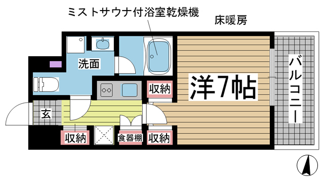 神戸市灘区琵琶町(JR東海道本線(近畿)六甲道)のマンション賃貸物件 間取画像