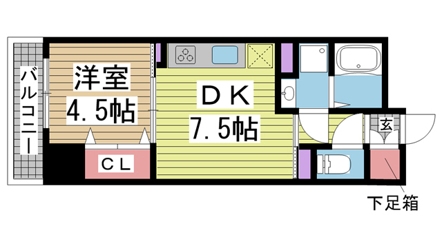 神戸市中央区海岸通(JR東海道本線(近畿)元町)のマンション賃貸物件 間取画像
