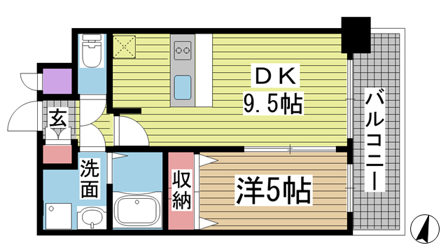 神戸市中央区筒井町(JR東海道本線(近畿)三ノ宮)のマンション賃貸物件 間取画像