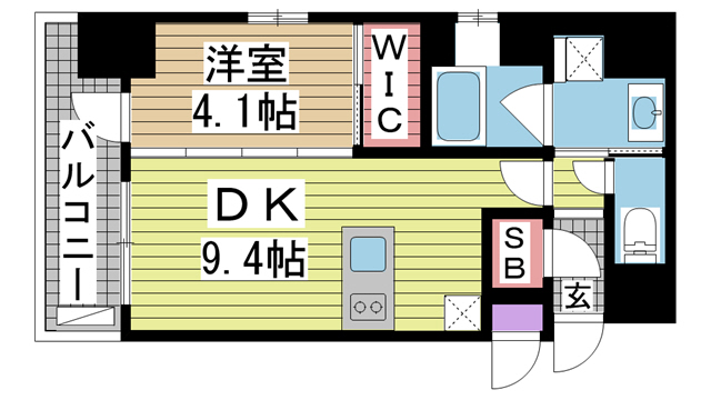 神戸市中央区熊内町(神戸市営地下鉄線新神戸)のマンション賃貸物件 間取画像