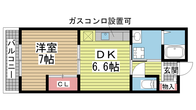 神戸市長田区久保町(JR山陽本線鷹取)のマンション賃貸物件 間取画像