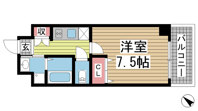 神戸市中央区生田町(神戸市営地下鉄線新神戸)のマンション賃貸物件 間取画像