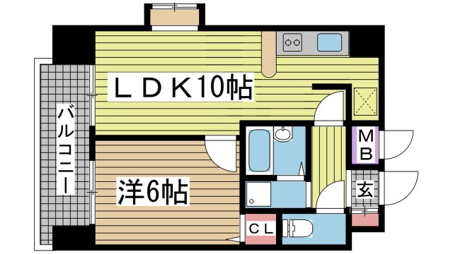 神戸市中央区二宮町(JR東海道本線(近畿)三ノ宮)のマンション賃貸物件 間取画像