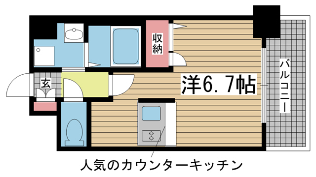 神戸市中央区日暮通(JR東海道本線(近畿)三ノ宮)のマンション賃貸物件 間取画像