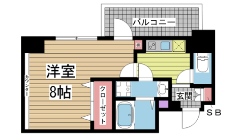 神戸市中央区生田町(神戸市営地下鉄線新神戸)のマンション賃貸物件 間取画像