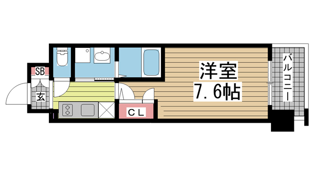神戸市中央区御幸通(JR東海道本線(近畿)三ノ宮)のマンション賃貸物件 間取画像