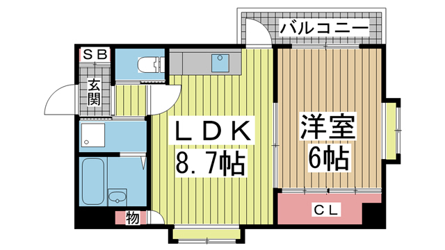 神戸市中央区浜辺通(JR東海道本線(近畿)三ノ宮)のマンション賃貸物件 間取画像
