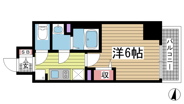 神戸市中央区琴ノ緒町(JR東海道本線(近畿)三ノ宮)のマンション賃貸物件 間取画像