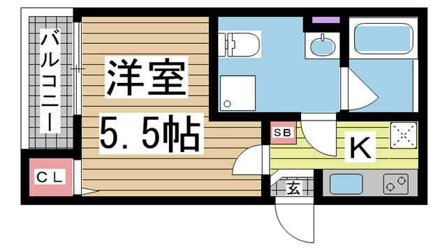 神戸市長田区長楽町(JR山陽本線鷹取)のアパート賃貸物件 間取画像