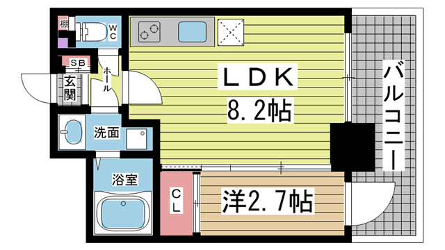 神戸市中央区吾妻通(JR東海道本線(近畿)三ノ宮)のマンション賃貸物件 間取画像