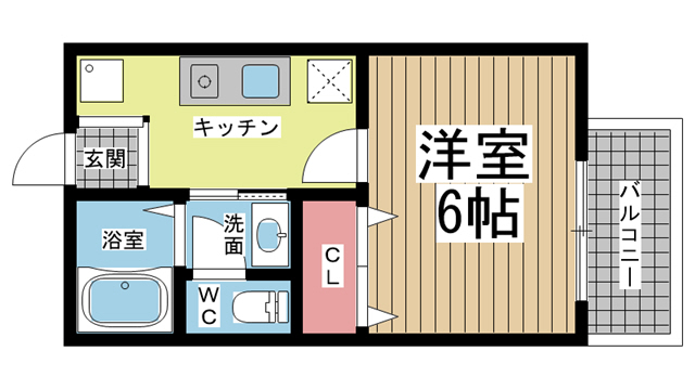 神戸市中央区中山手通(JR東海道本線(近畿)元町)のアパート賃貸物件 間取画像