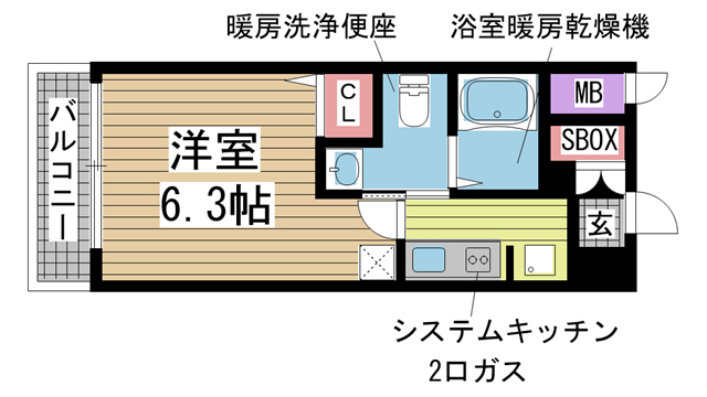 神戸市中央区御幸通(JR東海道本線(近畿)三ノ宮)のマンション賃貸物件 間取画像