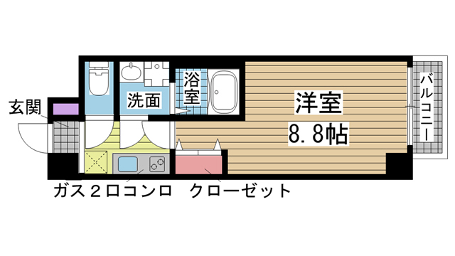 神戸市中央区楠町(JR東海道本線(近畿)神戸)のマンション賃貸物件 間取画像