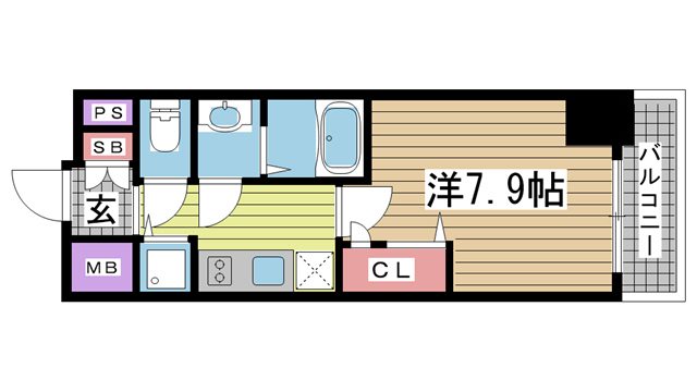 神戸市兵庫区新開地(JR東海道本線(近畿)神戸)のマンション賃貸物件 間取画像