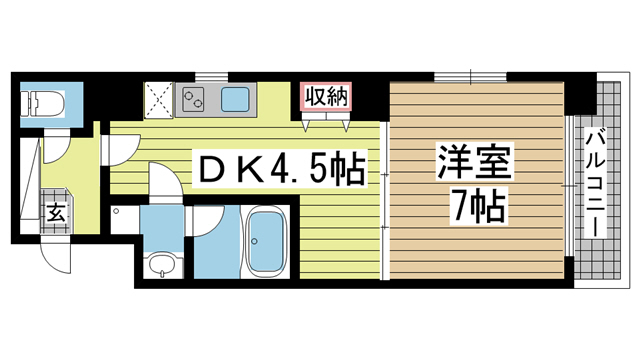 神戸市中央区雲井通(JR東海道本線(近畿)三ノ宮)のマンション賃貸物件 間取画像