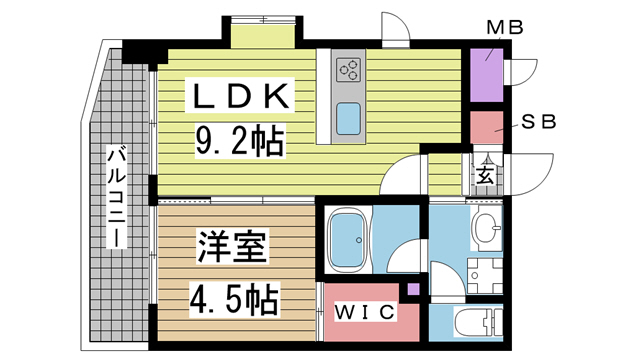 神戸市中央区割塚通(JR東海道本線(近畿)灘)のマンション賃貸物件 間取画像