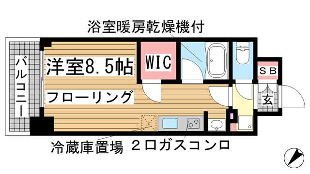 神戸市中央区古湊通(JR東海道本線(近畿)神戸)のマンション賃貸物件 間取画像