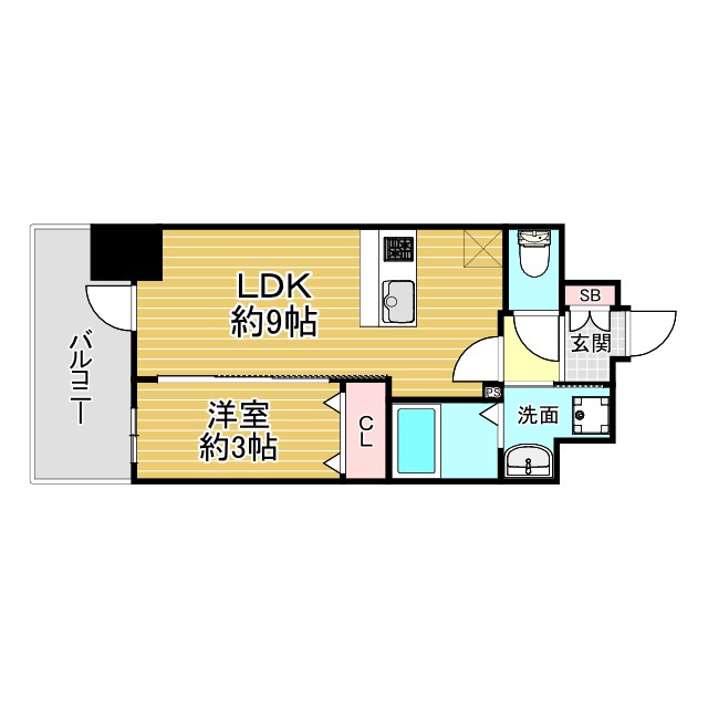 神戸市兵庫区水木通(神戸高速線新開地)のマンション賃貸物件 間取画像