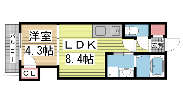 神戸市中央区北野町(JR東海道本線(近畿)三ノ宮)のアパート賃貸物件 間取画像