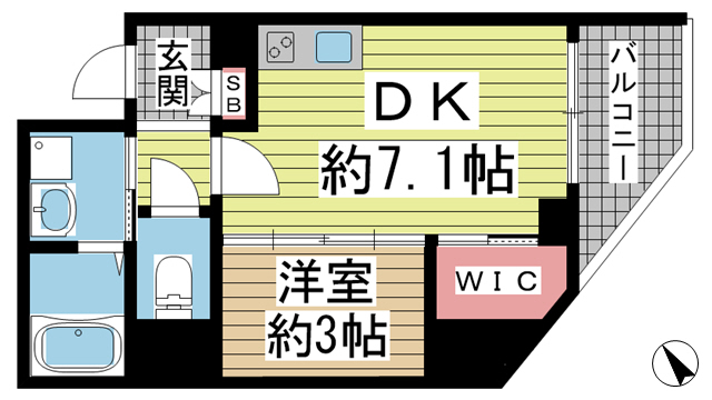 神戸市中央区海岸通(JR東海道本線(近畿)元町)のマンション賃貸物件 間取画像