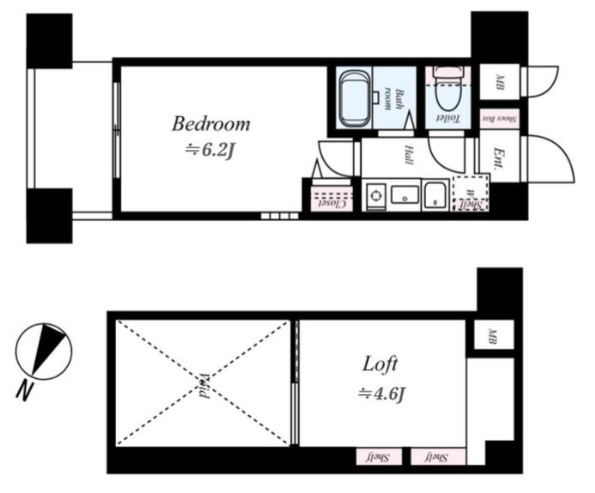 神戸市中央区脇浜町(JR東海道本線(近畿)三ノ宮)のマンション賃貸物件 間取画像