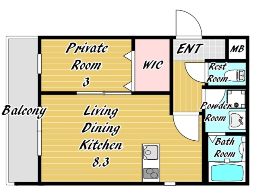 神戸市中央区日暮通(阪急神戸線春日野道)のマンション賃貸物件 間取画像