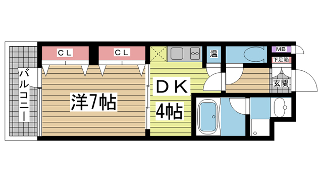 神戸市中央区琴ノ緒町(JR東海道本線(近畿)三ノ宮)のマンション賃貸物件 間取画像