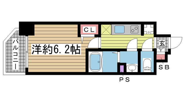神戸市中央区御幸通(JR東海道本線(近畿)三ノ宮)のマンション賃貸物件 間取画像